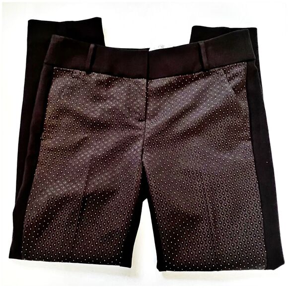 Ann Taylor Loft Beautiful Marisa Black And Gold Pants NWT Size 0 - Picture 1 of 16